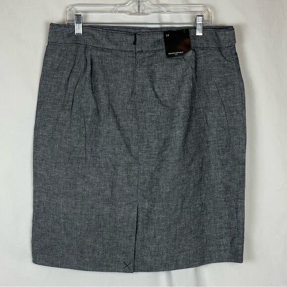 Banana Republic Black White Linen Blend Academia Office Skirt NWT Size 14 - Picture 4 of 13